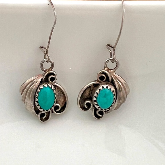 Jewelry - Vintage Silver and Turquoise Dangle Earrings